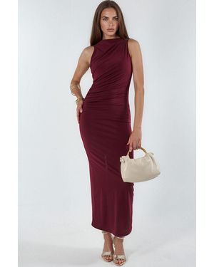 Hiccup Gekruiste Detail Bodycon Maxi Jurk - Rood
