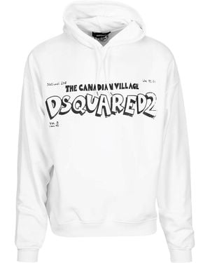 DSquared² Oversized Hoodie Met Canadees Dorpslogo - Wit