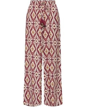 ONLY Onlgini Mikasi Wide Pull Up Pant Wvn Dessin - Rood