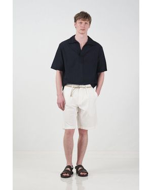 Giesto Mid Waist Relaxed Fit Woven Tailored Shorts - Blue