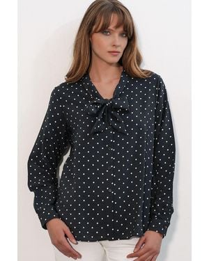 Bigdart Polka Dot Poplin Shirt Blouse - Black