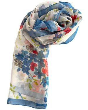 Borbonese Witte Zijde Vrouwen Sjaal - Blauw