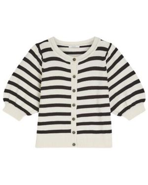 Summum Cardigan Striped Cotton Blend Knit 7S7990-70069 - Wit