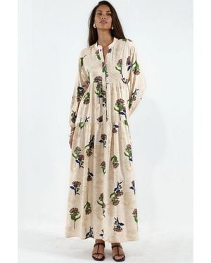 Bigdart Gepubliceerd V-Hals Maxi Jurk - Naturel