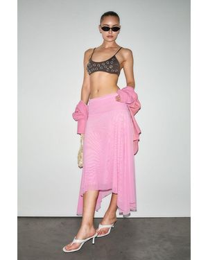 Grimelange High-Waist A-Line Midi Skirt - Pink