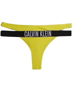 Calvin Klein Bikinibroekje Met Geribd Detail Voor - Geel