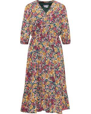 Usha Midi-Jurk Met Bloemenprint Qisha Veelkleurig - Rood