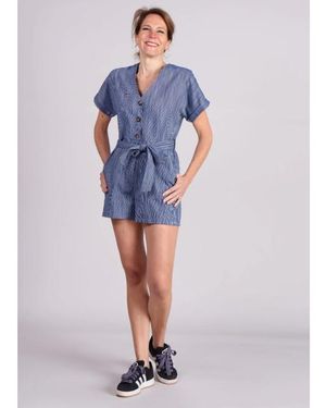 FRNCH Adila Playsuit Gestreept - Blauw