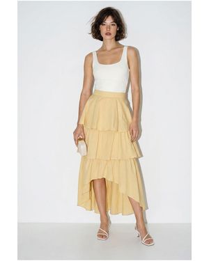 Bianco Lucci High-Waist Cotton Poplin Midi Skirt - Natural