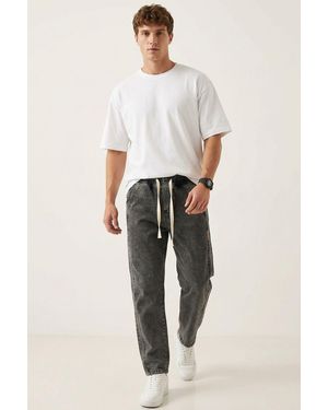 Bigdart Relaxed Fit Denim Trousers With Drawstring Waist - Multicolour