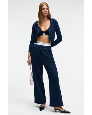 Grimelange Wide Leg Drawstring Joggers - Blue