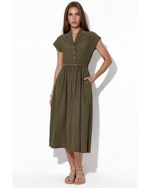 Busem Textured Gelaagde Maxi Jurk - Groen