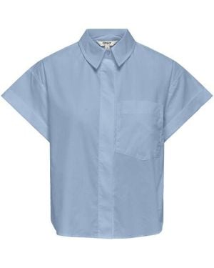 ONLY Blouse Korte Mouw 15369556 Keri - Blauw
