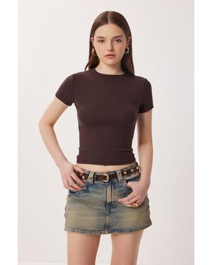 Happiness İstanbul Cotton T-Shirt - Brown