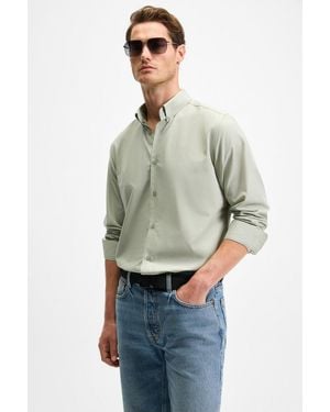 Grimelange Button Collar Poplin Shirt - Grey