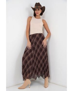 Bigdart Asymmetrische Patroon Maxi Rok - Bruin