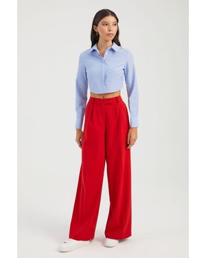 Hiccup Striped Cropped Shirt - Red