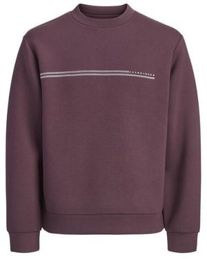 Jack & Jones Trui Jcofusion Scuba Sweatshirt Logo Print - Paars