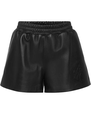Philipp Plein Leather Shorts Signature - Zwart