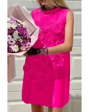 Msn-Collection Embroidered Sleeveless Mini Dress - Pink