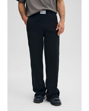 Grimelange Wide Leg Plain Joggers - Black