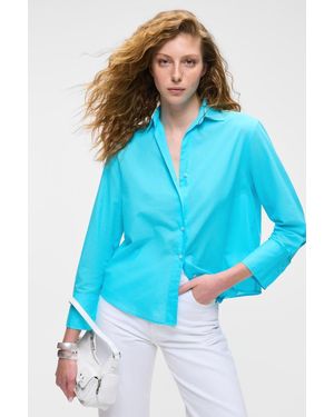 Grimelange Oversized Poplin Button Shirt - Blue