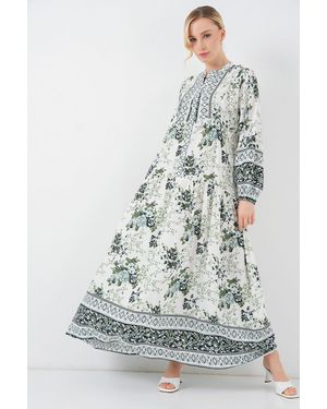 Bigdart Printed V-Neck Maxi Dress - Grey