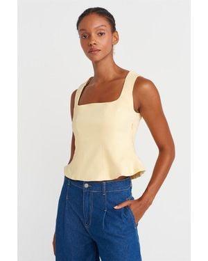 Dilvin Strakke Mouwloze Blouse Met Vierkante Dekolté - Blauw