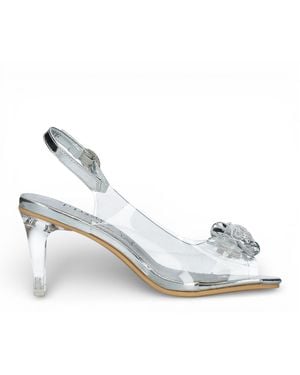 Laura Vita Mira 01 Clear Slip-On Cinderella Heel Sandals - White