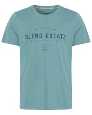 Blend T-Shirt Met Printopdruk - Blauw