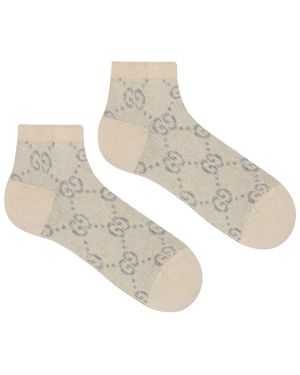 Gucci Gg Monogram Lamé Sokken - Wit