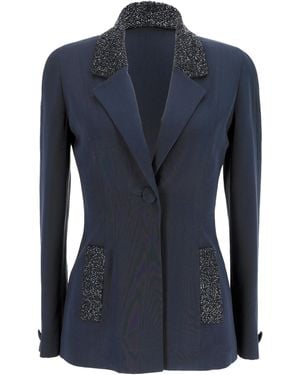 Rochas Versierde Blazer Van - Blauw