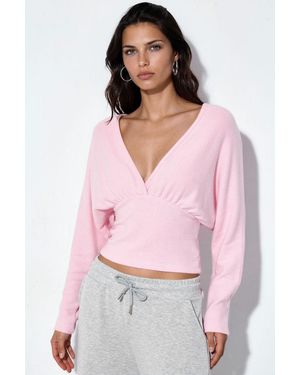 Busem V-Hals Korte Trui Wikkel Top - Roze