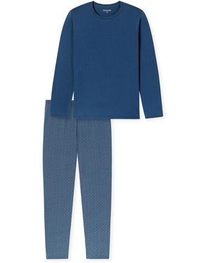 Schiesser Mannen Pyjama Casual Essentials - Blauw