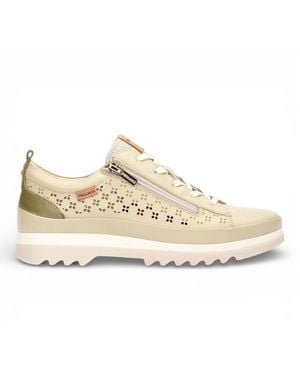 Pikolinos Apple Leather Lace Up Zip Trainer Trainer Shoes - Natural