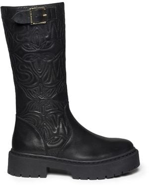 Steve Madden Gelina Leren Kniehoge Laarzen - Zwart
