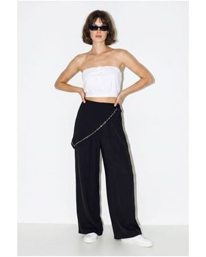 Bianco Lucci Wide Leg Pull-On Trousers - Blue
