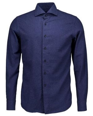 Xacus Washed Shirt Lange Mouw Overhemden 721Ml/31148 - Blauw