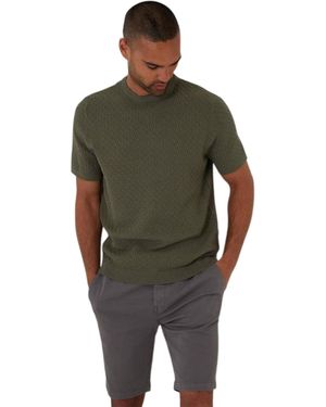 Threadbare Textured Rib Knit Regular T-Shirt (Donkere Salie) - Groen