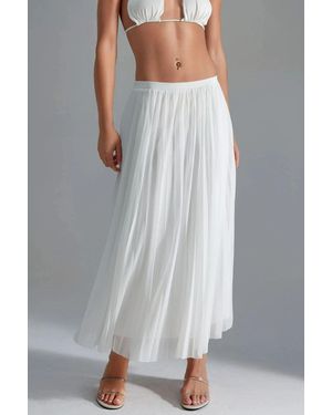 Busem Mid Waist Tulle Maxi Skirt - Grey