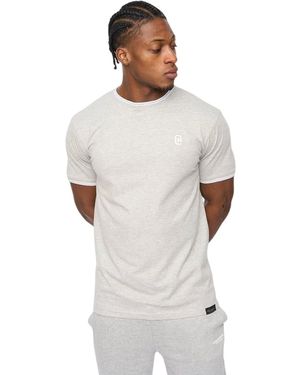 Crosshatch T-Shirt Van Preece Met Contrasterende Strepen (Grijze Mergel) - Wit