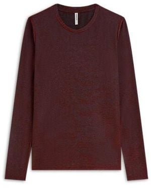 Summum Round Neck Top Long Sleeve Mesh Solid Longsleeves 3S5394-30180 - Paars