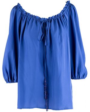 Blumarine Top Met Geplooide Hals - Blauw