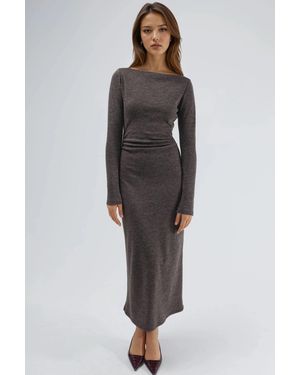 Hiccup Drape Detailed Boat Neck Maxi Dress - Multicolour