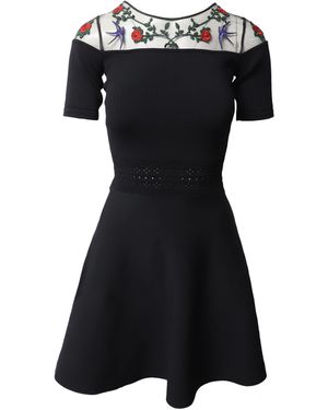 Sandro Paris Rozenapplicatie Mini Jurk - Zwart