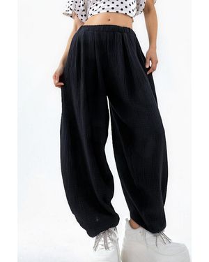 Busem Wide Leg Elastic Waist Trousers - Black