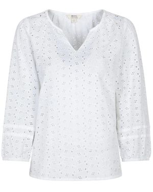 Mountain Warehouse Broderie Lichte 3/4 Mouwen Casual Shirt - Wit