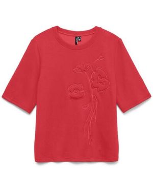 Vero Moda Vmhali Ss Embroidery Top Jrs - Rood
