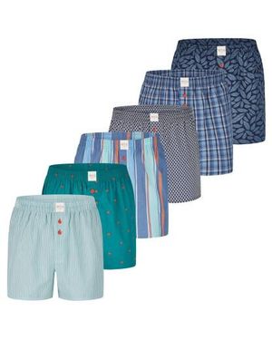 Phil & Co. Berlin Wijde Boxershorts 6-Pack Pack D505 - Blauw