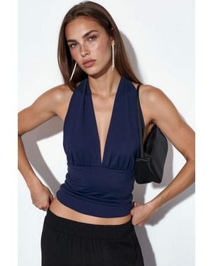 Busem Fitted Halterneck Tie Top - Blue
